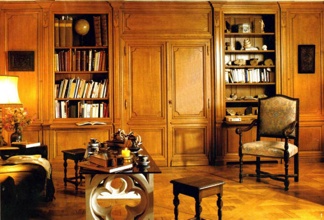 parquet de Versailles et ensemble de boiseries et de bibliothques 